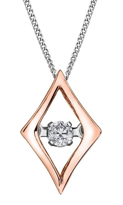 Rose Gold Diamond Pulse Pendant Necklace.