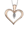 White Gold, Rose Gold Diamond Heart Pendant Necklace.