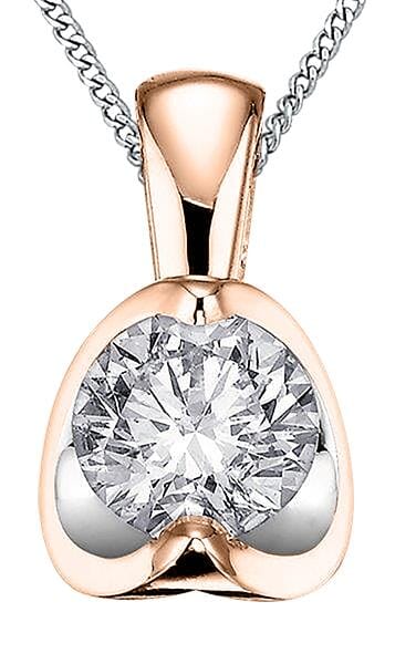 Rose Gold Diamond Solitaire Pendant Necklace. 0.04 Center Total Diamond Weight.