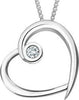 White Gold Diamond Heart Pendant Necklace. 0.03 Center Total Diamond Weight.
