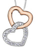 White Gold, Rose Gold Diamond Heart Pendant Necklace.