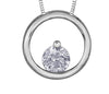 White Gold Diamond Circle Pendant Necklace. 0.075 Center Total Diamond Weight.