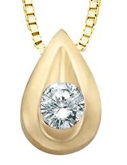 Yellow Gold Diamond Pendant Necklace. 0.03 Center Total Diamond Weight.