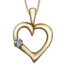 Yellow Gold Diamond Heart Pendant Necklace.