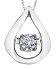 White Gold Diamond Pulse Pendant Necklace. 0.02 Center Total Diamond Weight.