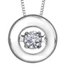 White Gold Diamond Pulse Pendant Necklace. 0.04 Center Total Diamond Weight.