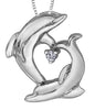 White Gold Diamond Dolphin Pendant Necklace. 0.07 Center Total Diamond Weight.
