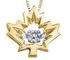 Yellow Gold Canadian Diamond "Maple Leaf" Pulse Pendant Necklace.