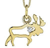Yellow Gold Canadian Diamond Moose Pendant Necklace.