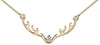 Yellow Gold Canadian Diamond Antler Pendant Necklace.