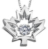 White Gold Canadian Diamond "Maple Leaf" Pulse Pendant Necklace.