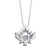 White Gold Canadian Diamond "Maple Leaf" Pulse Pendant Necklace.