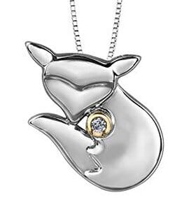 Sterling Silver, Yellow Gold Accent Canadian Diamond "Fox" Pendant Necklace.