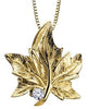 Yellow Gold Canadian Diamond Maple Leaf Pendant Necklace.