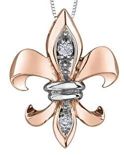 Rose Gold Canadian Diamond "Fleur Des Lis" Pendant Necklace.