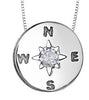 Sterling Silver Canadian Diamond "Compass" Pendant Necklace.