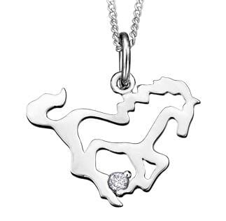 White Gold Canadian Diamond Horse Pendant Necklace.