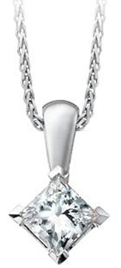 White Gold Canadian Diamond Solitaire Pendant Necklace.