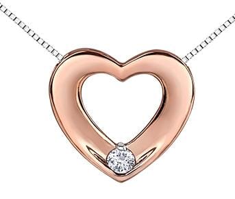 Rose Gold Canadian Diamond Heart Pendant Necklace.