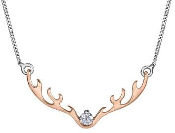 Rose Gold Canadian Diamond "Antler" Pendant Necklace.