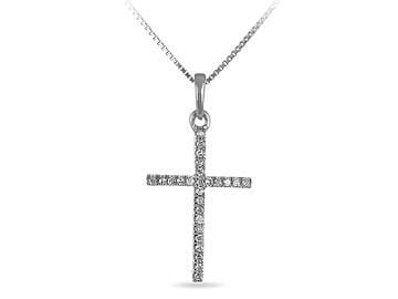 White Gold Diamond Cross Pendant Necklace.