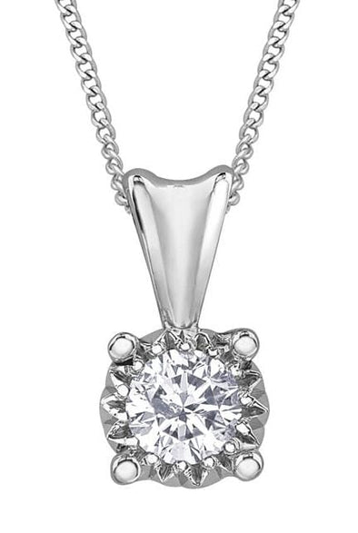 White Gold Diamond Solitaire Pendant Necklace.
