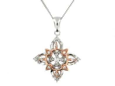 White Gold, Rose Gold Canadian Diamond Pendant Necklace.