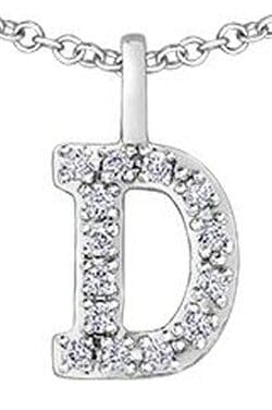 White Gold Diamond "D" Monogram Pendant Necklace.