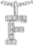 White Gold Diamond "F" Monogram Pendant Necklace.