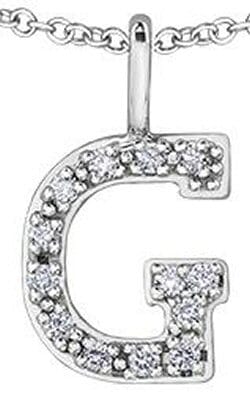 White Gold Diamond "G" Monogram Pendant Necklace.