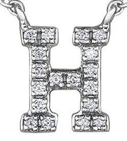 White Gold Diamond "H" Monogram Pendant Necklace.