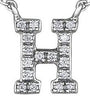 White Gold Diamond "H" Monogram Pendant Necklace.