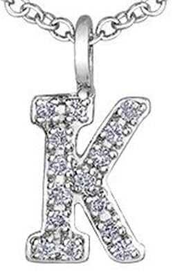 White Gold Diamond "K" Monogram Pendant Necklace.
