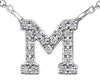 White Gold Diamond "M" Monogram Pendant Necklace.