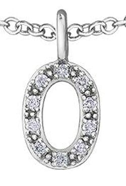 White Gold Diamond "O" Monogram Pendant Necklace.