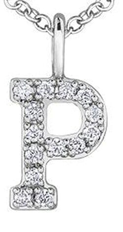 White Gold Diamond "P" Monogram Pendant Necklace.