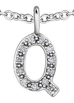 White Gold Diamond "Q" Monogram Pendant Necklace.