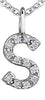 White Gold Diamond "S" Monogram Pendant Necklace.