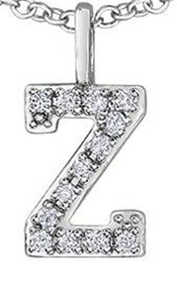 White Gold Diamond "Z" Monogram Pendant Necklace.