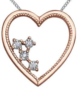 Rose Gold Diamond Heart Pendant Necklace.