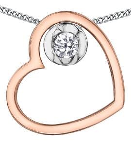 White Gold Canadian Diamond Heart Pendant Necklace.