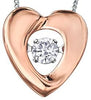 Rose Gold Canadian Diamond Heart Pulse Pendant Necklace.