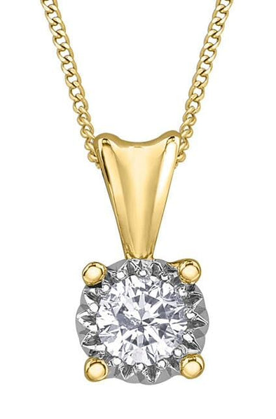 Yellow Gold Diamond Solitaire Pendant Necklace.