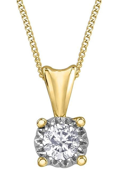 Yellow Gold Diamond Solitaire Pendant Necklace.