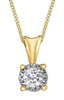Yellow Gold Diamond Solitaire Pendant Necklace.