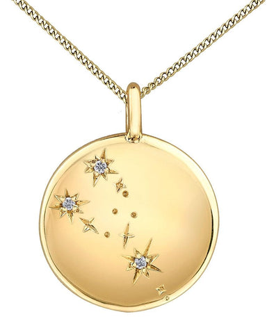 Yellow Gold Diamond "Taurus" Zodiac Pendant Necklace
