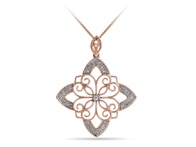 Rose Gold Diamond Pendant Necklace.