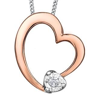 Rose Gold Diamond Heart Pendant Necklace.