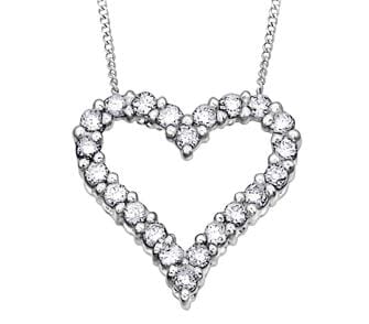 White Gold Diamond Heart Pendant Necklace.