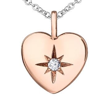 Rose Gold Canadian Diamond Heart Pendant Necklace.